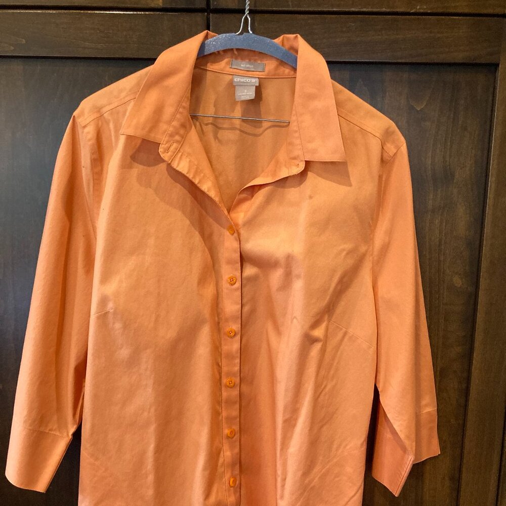 Chico's Orange Cotton Blouse with pockets